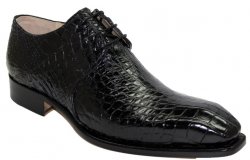 Fennix Italy "Oliver" Black Genuine Alligator Oxford Shoes.