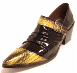 Encore By Fiesso Yellow / Black Monk Strape Genuine Leather Loafer Shoes FI6785