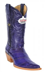 Los Altos Ladies Purple Genuine Eel 3X-Toe Cowgirl Boots 350826
