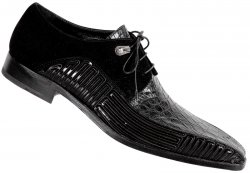 Mauri 4463 Black Genuine Crocodile Flanks / Suede / Patent Leather Shoes