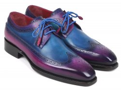 Paul Parkman "511V63" Purple / Blue Genuine Calfskin Wingtip Oxford Shoes.