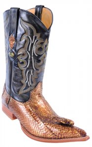 Los Altos Gold Genuine All-Over Cobra With Head 3X Toe Cowboy Boots 956444