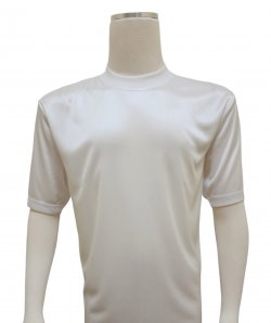 Bagazio White Tricot Dazzle Silk Feel Crew Neck Short Sleeve T-Shirt BM1143