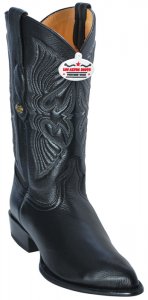 Los Altos Black Genuine All-Over Elk J-Toe Cowboy Boots 995105