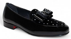 Duca Di Matiste "Maratea" Satin Black Genuine Italian Calf Patent Leather Loafers.