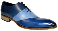 Duca Di Matiste "Livorno" Blue Combo Genuine Calfskin Lace-Up Shoes.
