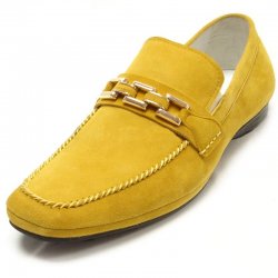 Encore By Fiesso Mustard Suede Loafer Shoes With Bracelet FI3083