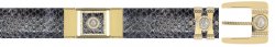 Los Altos Rustic Black Genuine Python With Rhinestone / Gold Plated Brackets Belt C195781