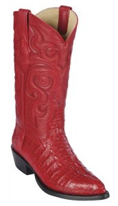 Los Altos Red Genuine Caiman Tail Snip Toe Cowboy Boots 990112