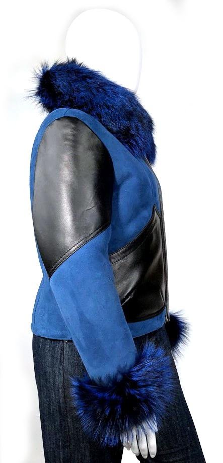 blue and black aviator jacket for women