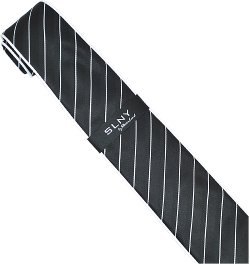 Steven Land Collection "Slny" SL008 Black / White Diagonal Striped 100% Woven Silk Necktie/Hanky Set