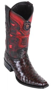 Los Altos Black Cherry Genuine Full Quill Ostrich European Square Toe Cowboy Boots 760318