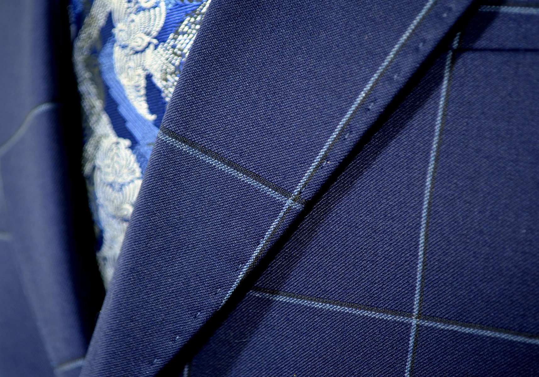 Navy Blue white stripe fabric