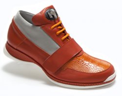 Mauri "Frutti" 8730 Apricot Genuine Nappa Ostrich Leg K-Tech Fabric Sneakers