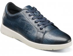 Stacy Adams "Halcyon" Indigo Genuine Burnished Leather Exotic Print Cap Toe Lace Up Sneakers 25295-401.