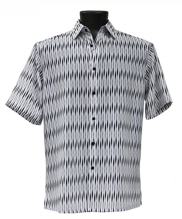 Bassiri black and white abstract pattern short sleeve shirt for men