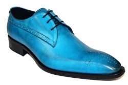 Duca Di Matiste "Ravello" Turquoise Genuine Calfskin Lace up Oxford Shoes.