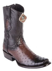 King Exotic Faded Brown Genuine Ostrich Dubai Square Toe With Inside Zipper Cowboy Boots 479B0316