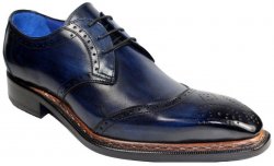 Emilio Franco "Adamo" Navy Blue Genuine Calfskin Wingtip Oxford Shoes.