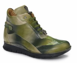 Mauri "Adda" 8593 Multi Green Genuine Nappa / Baby Crocodile High Top Sneakers.