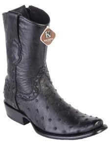 King Exotic Black Genuine Ostrich Dubai Square Toe With Inside Zipper Cowboy Boots 479B0305