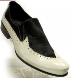 Fiesso Black / White Genuine Leather/Pony Loafer Shoes FI8621
