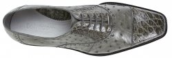 Belvedere Onesto II Grey Genuine Ostrich / Crocodile Shoes 1419.