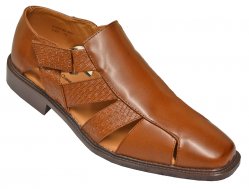 Antonio Cerrelli Cognac PU Leather Closed Toe Monk Strap Sandals 6691