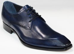Duca Di Matiste "Arpino" Navy Blue Genuine Italian Calfskin Lace-Up Shoes.