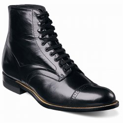 Stacy Adams "Madison" Black Kidskin Leather Cap Toe Lace-Up Dress Boots 00015-01