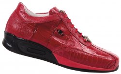 Mauri "Arena" M725 Red Genuine Baby Crocodile / Ostrich Leg Sneakers