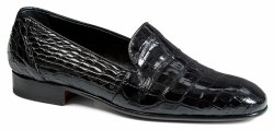 Mauri "4516/3" Black Genuine Baby Alligator Loafer Shoes.