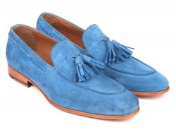 Paul Parkman "BLU32FG" Blue Genuine Suede Tassel Loafers