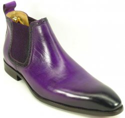 Carrucci Purple Genuine Burnished Leather Chelsea Boots KB478-11.