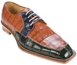 Belvedere "Badia 1439" Forest / Navy / Honey Genuine Crocodile Shoes