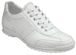 Belvedere "Orfeo" White Genuine Alligator / Soft Calfskin Leather Casual Sneakers 31006.