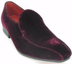 Carrucci Burgundy Genuine Velvet Loafer Shoes KS308-01.
