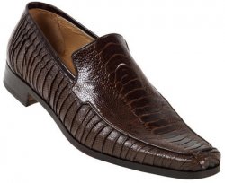 Mauri 3976 Rust Genuine Ostrich/Pleated Karung Snake Skin/Calf Shoes