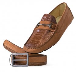 Mauri "Ocean Drive" 9119 Whisky Kangaroo Nubuck / Ostrich Leg Loafer Shoes