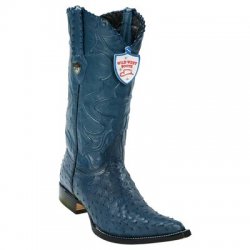 Wild West Blue Jean Genuine Full Quill Ostrich 3x Toe Cowboy Boots 2950314