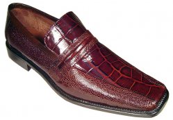 Fratelli Brown Alligator/Ostrich Print Leather Loafers 8543-02