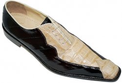 Belvedere "Prato" Brown/Tan Genuine Crocodile/Eel Shoes