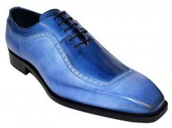 Duca Di Matiste "Tivoli" Blue / Ocean Blue Genuine Calfskin Lace-up Oxford Shoes.