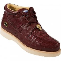 Wild West Burgundy Genuine Caiman With Ostrich Casual Shoes 2ZA050206