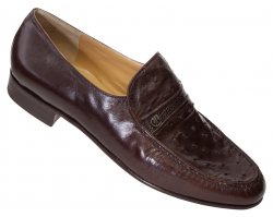 Mauri "3724" Sport Rust Genuine Kidskin / Ostrich / Ostrich Leg Loafer Shoes