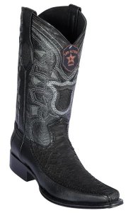 Los Altos Suede Black Genuine Python and Deer European Square Toe Cowboy Boots 76FN5705