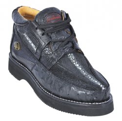 Los Altos Black Genuine Stingray / Ostrich Casual Shoes ZA051105