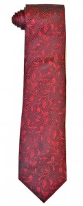 Bruno Marchesi 8047-2 Red / Wine / Black Floral Design Silk Necktie