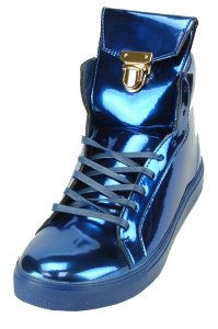 Encore By Fiesso Blue PU Leather High Top Sneakers FI2244.