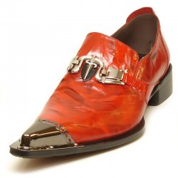 Fiesso Red Genuine Leather With Metal Tip Slip-On FI6989.